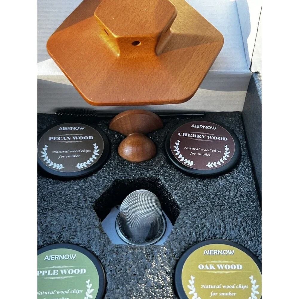 NEW Cocktail Smoker Kit Four Wood Chips for Whiskey Bourbon Cheese Cherry Pecan